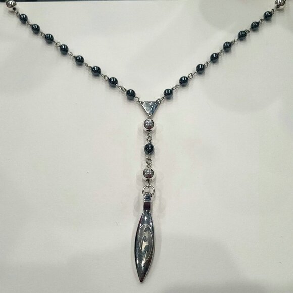 Hematite Y Necklace - Picture 1 of 2